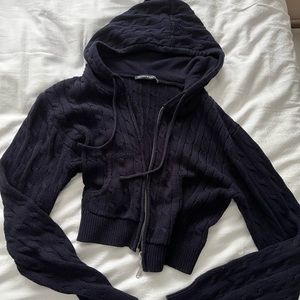 Brandy melville navy crochet crop hoodie